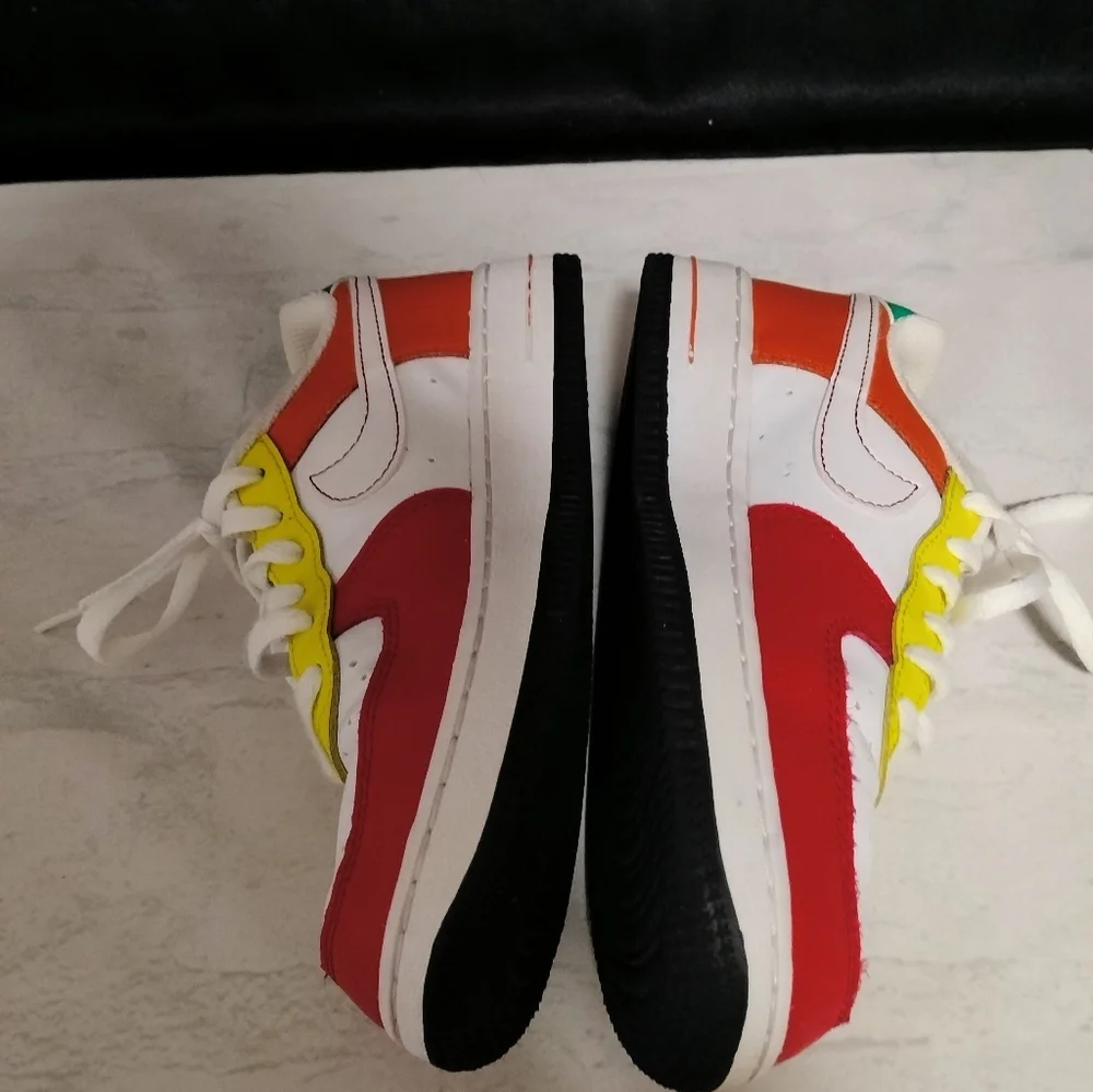 Nike Swoosh Sz 2Y Kids White, Red, and Yellow Sneakers Colorful - Picture 3 of 8
